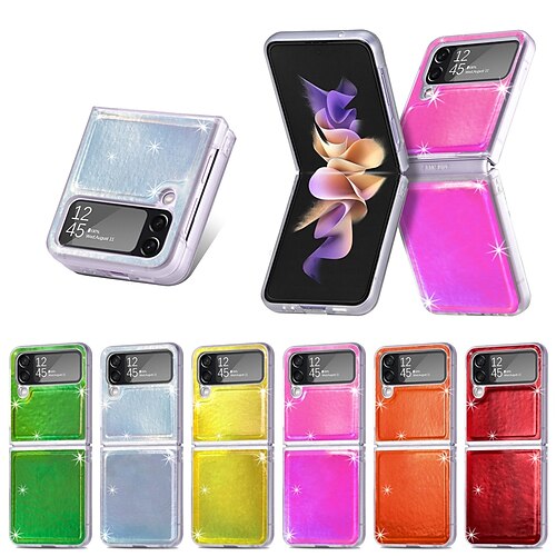 

Phone Case For Samsung Galaxy Flip Z Flip 4 Flip Shockproof Solid Colored PU Leather