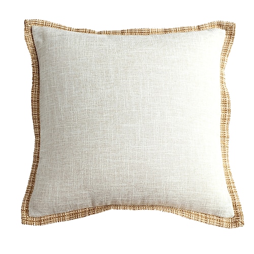 

Decorative Throw Pillow Cover Farmhouse Modern Trimmed Cord Cotton Linen Cushion Cases Vintage Decor Pillowcases for Couch Sofa Bedroom