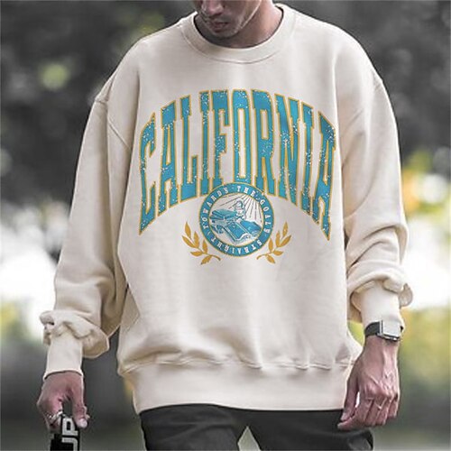 

Men's Pullover Hoodie Sweatshirt Beige Crew Neck Graphic Letter Print Sports & Outdoor Streetwear Designer Casual Big and Tall Winter Fall Clothing Apparel Hoodies Sweatshirts Long Sleeve / Spring