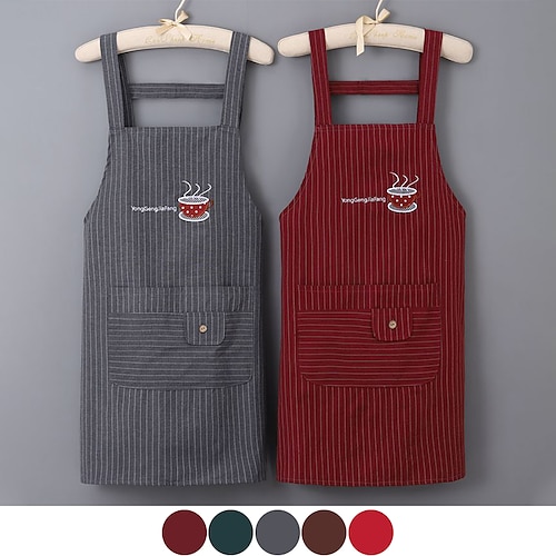 

Grey Kitchen Apron Fashion Lady Women Men Cotton Linen Kitchen Apron For Cooking Baking Restaurant Pinafore