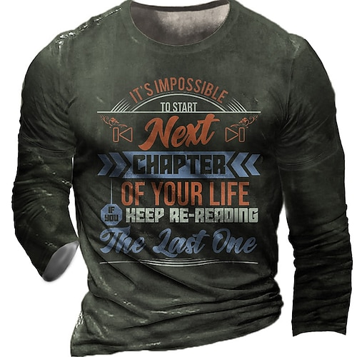 

Homens Camiseta Camisetas Gráfico Decote Redondo Verde Tropa Marron Azul Marinha Preto Impressão 3D Casual Diário Manga Longa Imprimir Roupa Moda Designer Confortável Grande e Alto