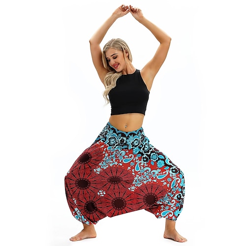 

factory direct flower digital printing high waist fitness yoga pants women loose casual bloomers autumn new products