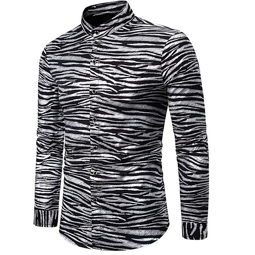 

Men's Shirt 3D Print Zebra Turndown Street Casual Button-Down Print Long Sleeve Tops Designer Casual Vintage Retro Black