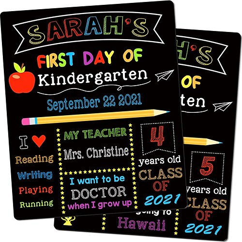 

First & Last Day of School Chalkboard 10 x 12 Inch Double Sided Back to School Sign for Kids/Girls/Boys Reusable Wooden 1st Day of Preschool/ Kindergarten Photo Props