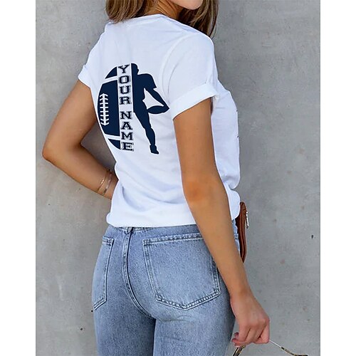

Women's T shirt Tee Text Baseball Casual Weekend Painting T shirt Tee Short Sleeve Print Round Neck Basic White Red S