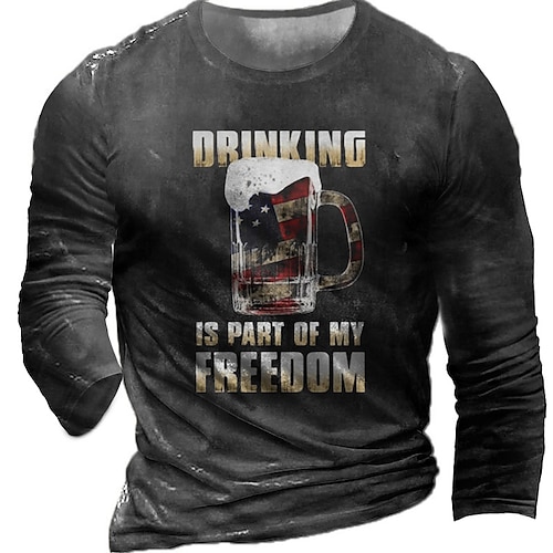 

Men's T shirt Tee Tee Graphic Round Neck Black Army Green Khaki Navy Blue Long Sleeve 3D Print Casual Daily Print Tops Fashion Designer Comfortable Big and Tall