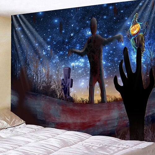 

Halloween Party Wall Tapestry Art Decor Blanket Curtain Hanging Home Bedroom Decoration Polyester Skull Ghost Blood