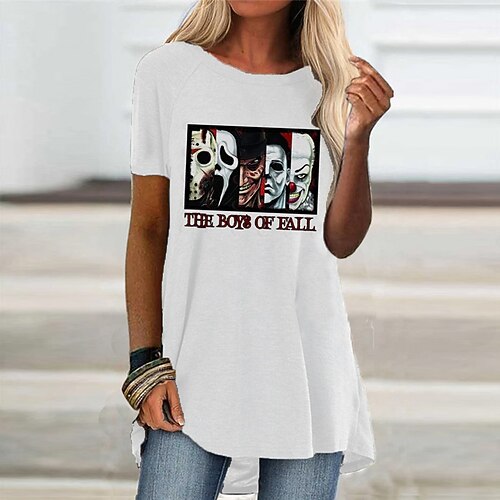 

Women's Shift Dress Short Mini Dress White Half Sleeve Print Letter Print Fall Spring Round Neck Casual 2022 S M L XL XXL 3XL