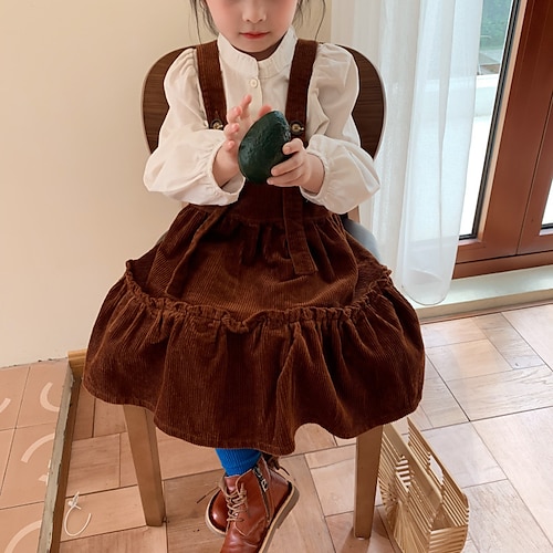 

Kids Little Girls' Dress Solid Colored A Line Dress Daily Vacation Ruched Brown Midi Sleeveless Beautiful Cute Dresses Spring Summer Regular Fit 2-6 Years