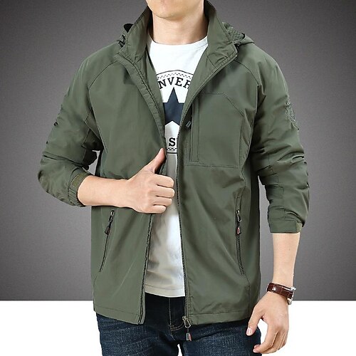 

Men's Hiking Jacket Hiking Windbreaker Military Tactical Jacket Outdoor Windproof Breathable Water Resistant Quick Dry Hoodie Top Hunting Camping / Hiking / Caving Black Blue khaki Army Green