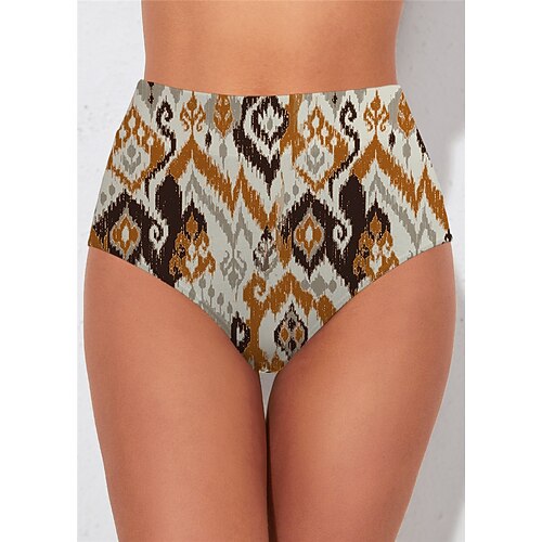 

Women's Swimwear Cover Up Beach Bottom Normal Swimsuit Printing High Waisted Geometric Gray Bathing Suits Sports Vacation Fashion / Sexy / Modern / New
