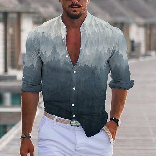 

Homme Chemise Chemise graphique Cocotier Paysage Col rabattu Bleu 3D effet Extérieur Plein Air Manches Longues Bouton bas Imprimer Vêtement Tenue Mode Design Casual Respirable