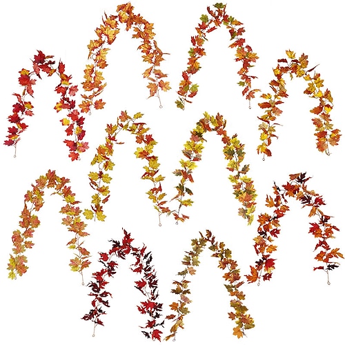 

Festival Autumn Ornaments Simulation Maple Leaves Thanksgiving Decoration Home Wall Hanging Simulation Maple Leaf Rattan