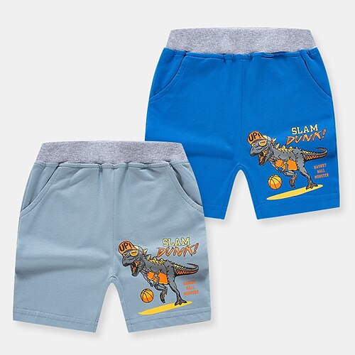 

Kids Boys Shorts Blue Light Blue Dinosaur Spring Summer Active Sport 3-10 Years