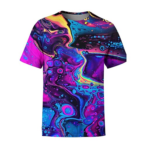 

Men's Unisex T shirt Tee Abstract Graphic Prints Crew Neck Blue 3D Print Outdoor Street Short Sleeve Print Clothing Apparel Sports Lightweight Casual Big and Tall / Summer / Summer