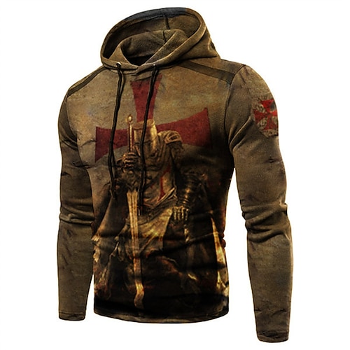 

Men's Unisex Pullover Hoodie Sweatshirt Brown Hooded Knights Templar Graphic Prints Human Print Daily Sports 3D Print Streetwear Designer Casual Spring & Fall Clothing Apparel Hoodies Sweatshirts