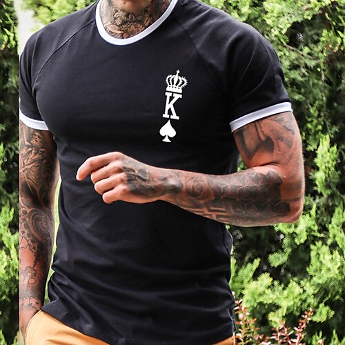 

Men's Unisex T shirt Tee Graphic Prints Poker Crew Neck Black / Gray Black Outdoor Street Short Sleeve Print Clothing Apparel Sports Designer Casual Big and Tall / Summer / Summer