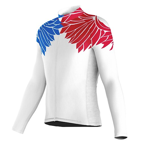 

21Grams Men's Cycling Jersey Long Sleeve Bike Top with 3 Rear Pockets Mountain Bike MTB Road Bike Cycling Breathable Quick Dry Moisture Wicking Reflective Strips White Animal Polyester Spandex Sports