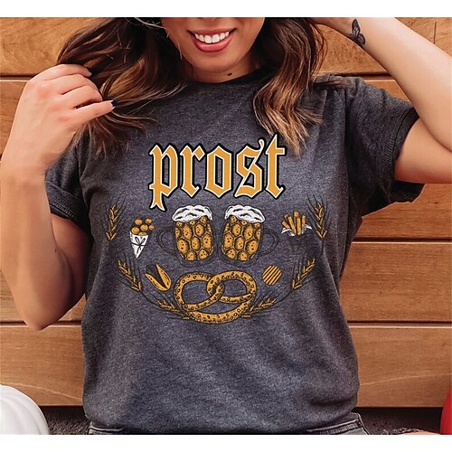 

Women's T shirt Tee Graphic Casual Weekend Painting T shirt Tee Short Sleeve Print Round Neck Basic Gray Dark Gray S
