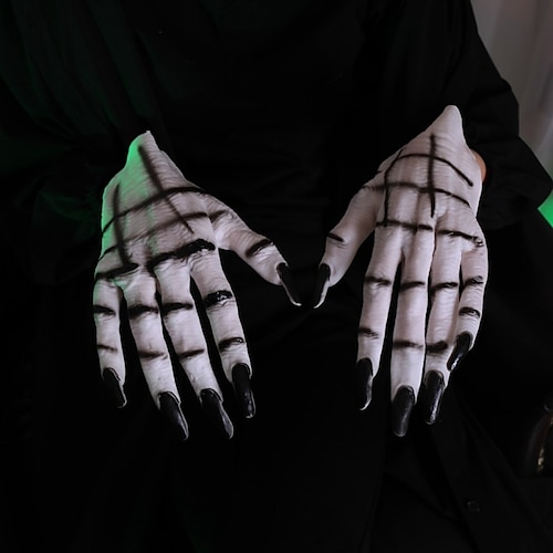 

White Halloween Gloves Long Ghost Claw Dress Up Gloves Fashion Long Nails Cosplay Themed Party Funny Witch Gloves Halloween Props Masquerade Party Supplies Party Dress Up Scary Girl White Ghost Gloves