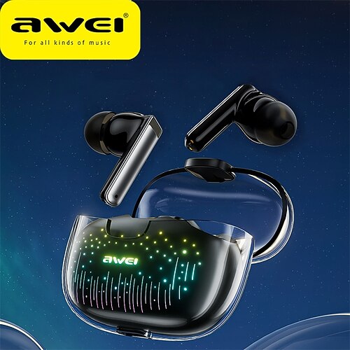 

AWEI T52pro Bluetooth 5.3 Colorful Breathing Light Wireless Earphones TWS In-Ear Gaming Headset DNS Earbuds