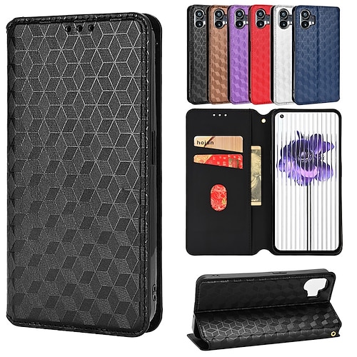 

Phone Case For Nothing Phone 1 Wallet Card Holder Slots Magnetic Flip Kickstand Solid Colored TPU PU Leather