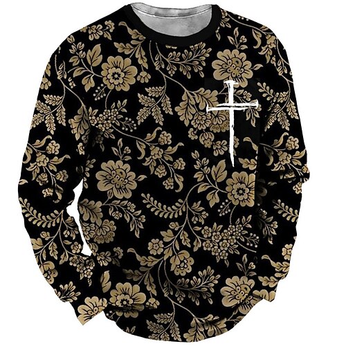 

Men's Unisex Sweatshirt Pullover Graphic Prints Flower Print Daily Sports Holiday 3D Print Designer Casual Hoodies Sweatshirts Black