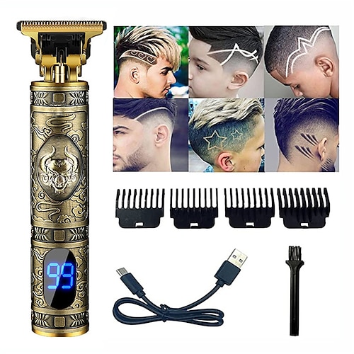 

Electric Barber T9 Upgraded LCD Rechargeable Retro Oil Head Carving Electric Push Shear Pubic Hair Clipper Machine for Women