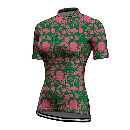 

21Grams Women's Cycling Jersey Short Sleeve Bike Top with 3 Rear Pockets Mountain Bike MTB Road Bike Cycling Quick Dry Moisture Wicking Green Floral Botanical Sports Clothing Apparel / Stretchy