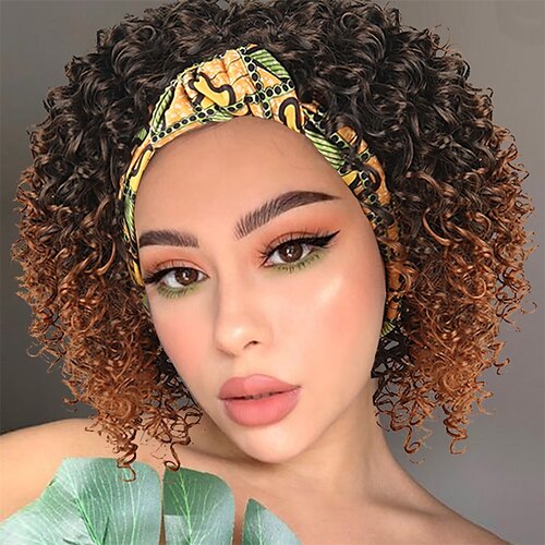 

Synthetic Wig Afro Curly With Headband Machine Made Wig Long Medium Auburn#30 Strawberry Blonde#27 Synthetic Hair Women's Soft Party Easy to Carry Blonde Brown / Daily Wear / Party / Evening / Daily