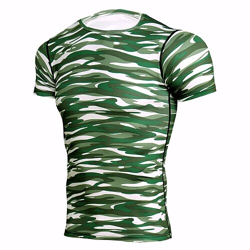 

Men's Compression Shirt Running Shirt Short Sleeve Tee Tshirt Athletic Spandex Breathable Quick Dry Moisture Wicking Gym Workout Running Active Training Sportswear Activewear Striped Black / Blue