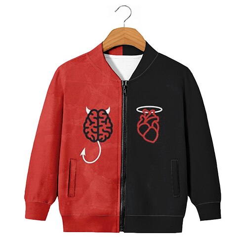 

Kids Boys Coat Outerwear Color Block Long Sleeve Zipper Coat Street Active Streetwear Cool Red Fall Spring 3-12 Years