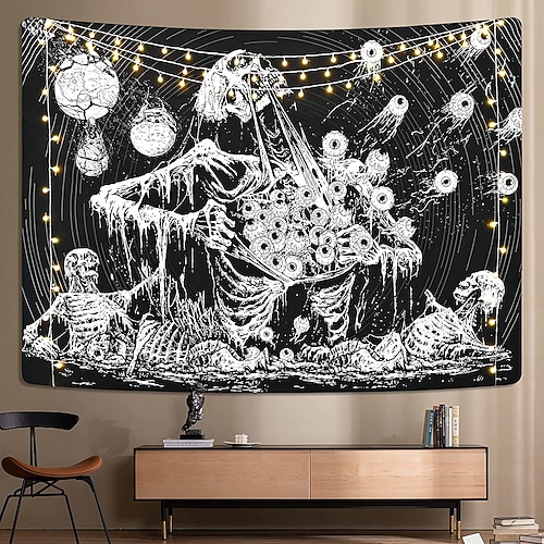 

Halloween Party Holiday Wall Tapestry Art Decor Blanket Curtain Picnic Tablecloth Hanging Home Bedroom Living Room Dorm Decoration Psychedelic Pumpkin Haunted Scary House Polyester