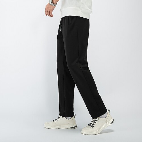

Men's Trousers Casual Pants Patchwork Drawstring Elastic Waist Letter Sports Full Length Office Daily Going out Fashion Athleisure Black Micro-elastic / Elasticity