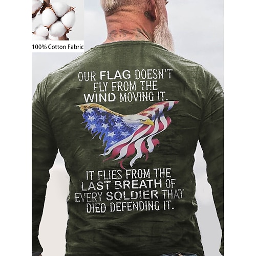 

Men's Unisex T shirt Tee Letter Eagle American Flag Crew Neck Green Navy Blue Gray Black Print Outdoor Street Long Sleeve Print Clothing Apparel Sports Designer Simple Casual