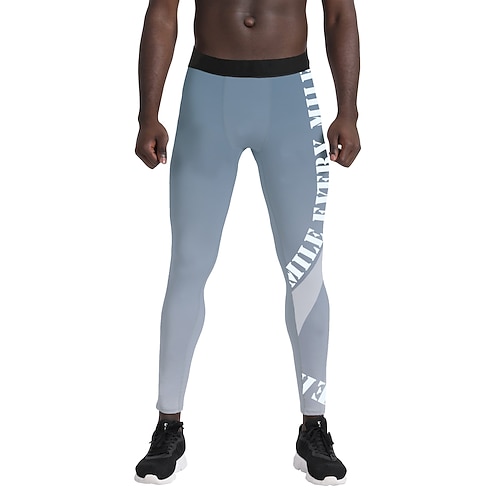 

Men's Running Tights Leggings Compression Pants Compression Clothing Athletic Athleisure Breathable Quick Dry Soft Fitness Gym Workout Running Sportswear Activewear Grey