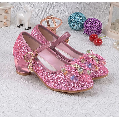 LAURMOSA Gouden Pompen Kleiner Absatz Prinses Schoenen Meisjes Hakken Schoenen Kinder Mary Jane Pompen Bandjes Glitzer Festliche Jurk Schoen Meisjes 30 Absatzschuhe Kinder Kerstmis (NLL1039ShGold 13