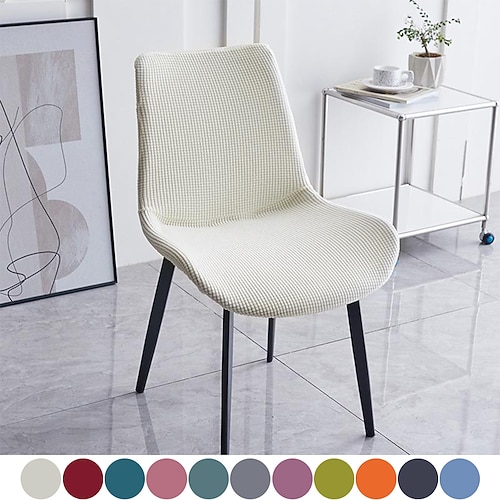 

Stretch Shell Chair Cover White Dining Chair Cover Elastic Slipcovers for Kitchen Dining Room Patio Outdoor for Cat,Dog,Pet