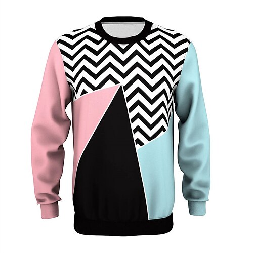 

Men's Unisex Sweatshirt Pullover Pink Crew Neck Color Block Print Daily Sports Holiday 3D Print Streetwear Casual Big and Tall Spring & Fall Clothing Apparel Hoodies Sweatshirts Long Sleeve