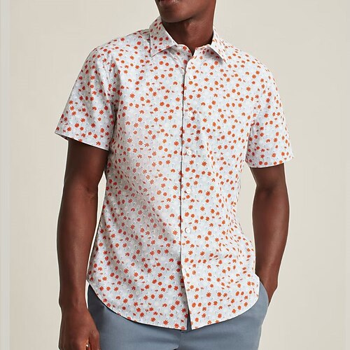 

Men's Shirt 3D Print Floral Turndown Street Casual Button-Down Print Short Sleeve Tops Casual Fashion Breathable White / Summer