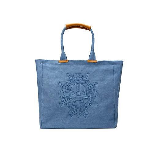 

Women's Tote Shoulder Bag Denim Zipper Solid Color Daily Black Brown