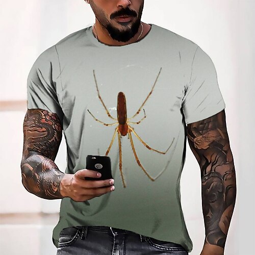 

Men's T shirt Tee Tee Graphic Round Neck Gray Short Sleeve 3D Print Casual Daily 3D Print Tops Fashion Cool Designer Comfortable / Summer / Summer