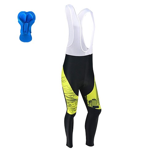 

21Grams Men's Cycling Bib Tights Bike Bottoms Mountain Bike MTB Road Bike Cycling Sports Graphic 3D Pad Cycling Breathable Quick Dry Yellow Polyester Spandex Clothing Apparel Bike Wear / Stretchy