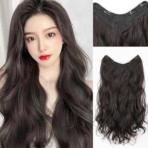 

Wig Clips in Adjustable Long Wavy Curly Synthetic Hairpiece for Women 18 Inch