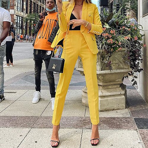 

Women's Suits Blazer Warm Breathable Formal Outdoor Office / Career Street Button Pocket Single Breasted Turndown Contemporary Elegant Formal Modern Solid Color Regular Fit Outerwear Long Sleeve