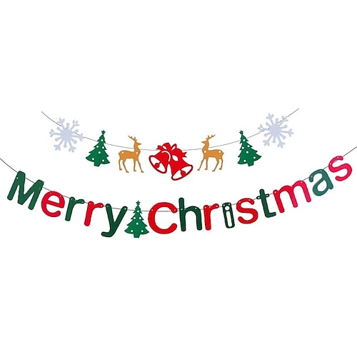 

1 set Christmas Word / Phrase Tree Reindeer Banner Garland for Gift Decoration Party 5.123.54 inch Paper