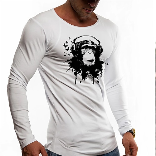 

Men's T shirt Tee Hot Stamping Cartoon Graphic Crew Neck Street Daily Print Long Sleeve Tops Designer Casual Fashion Comfortable White