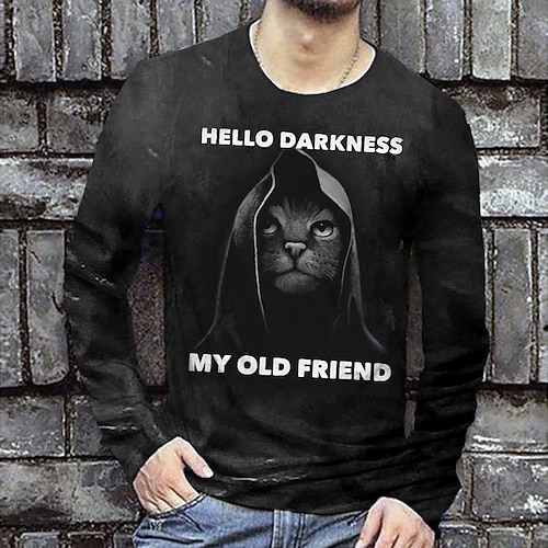 

Men's T shirt Tee Tee Graphic Round Neck Black Long Sleeve 3D Print Casual Daily Print Tops Fashion Designer Comfortable Big and Tall