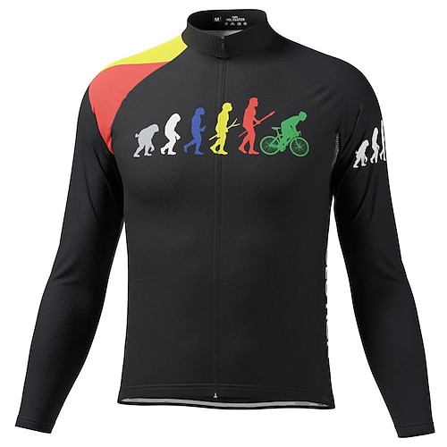 

21Grams Men's Cycling Jersey Long Sleeve Bike Top with 3 Rear Pockets Mountain Bike MTB Road Bike Cycling Breathable Quick Dry Moisture Wicking Reflective Strips Black Graphic Polyester Spandex Sports
