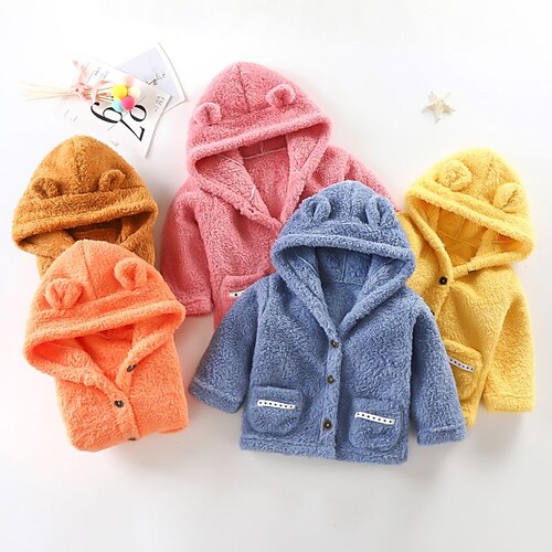 

Kids Girls' Cardigan Solid Color Daily Long Sleeve Fashion Cotton 3-10 Years Winter Blue Pink Yellow